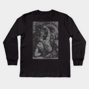 Dragon devouring Kids Long Sleeve T-Shirt